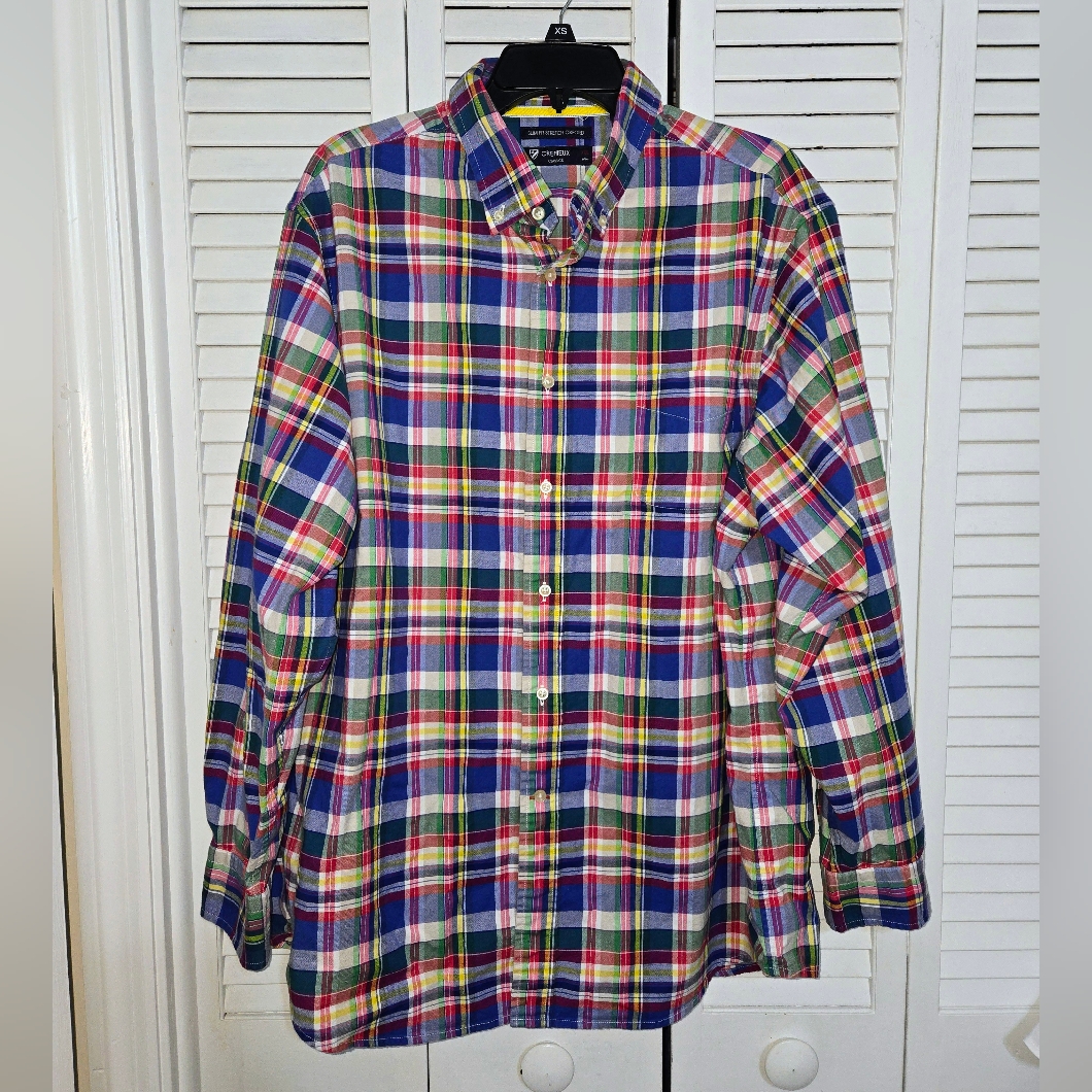 Cremieux Men's Xxl Slim Fit Stretch Oxford Plaid Shirt